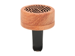 Mini difusor portátil de óleos essenciais em madeira para carro com fragrância de pau-rosa.