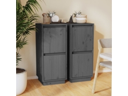 Vidaxl Aparadores 2 Pcs 31,5x34x75 Cm Madeira De Pinho Maciça Cinza