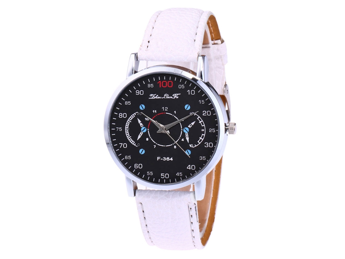 Reloj De Cuarzo Casual Unisex Con Correa De Cuero Pu Blanco Moda Accesorio