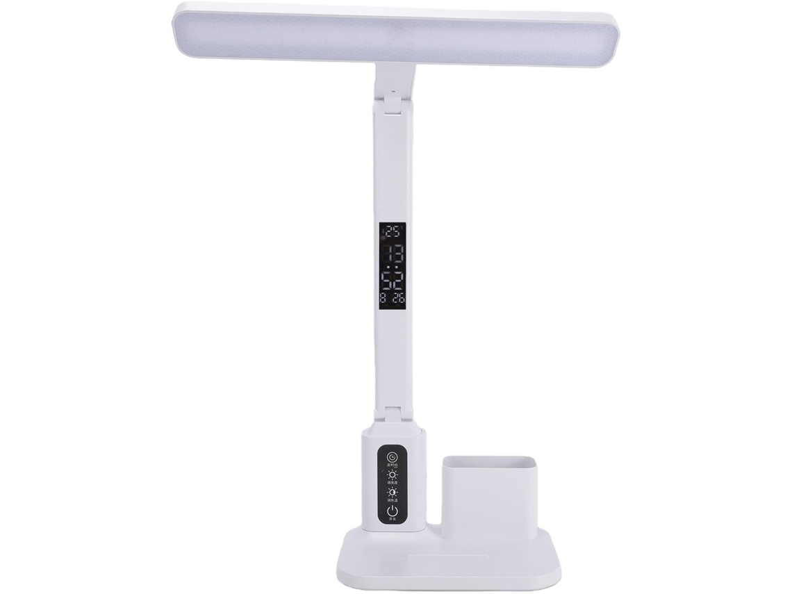 Luminária de mesa inteligente com relógio e data, bateria de 3600 mAh, proteção para os olhos, ideal para estudar, ler e relaxar.