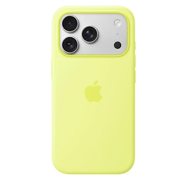 Capa Para Iphone 17 Pro Max, Compatível Com Magsafe, Feita De Silicone Líquido, Com A Parte Traseira Em Amarelo Fluorescente Multicolorido.
