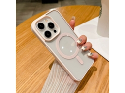 Capa Para Iphone 17 Pro Rosa Feminina, Transparente, Magnética, Em Acrílico, Com Bordas Macias E Acabamento Fosco.