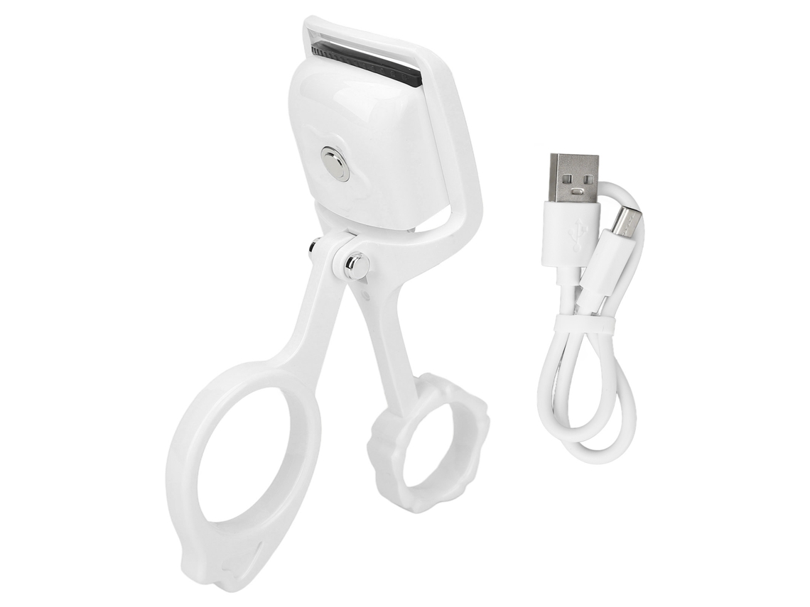 Curvador De Cílios Elétrico Aquecido Inteligente 3 Velocidades Recarregável Usb Tipo C Branco