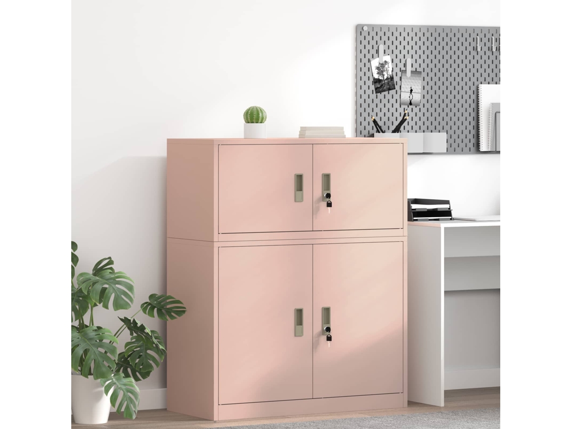 Vidaxl Armário De Arrumação Rosa 90 X 40 X 40 Cm Aço