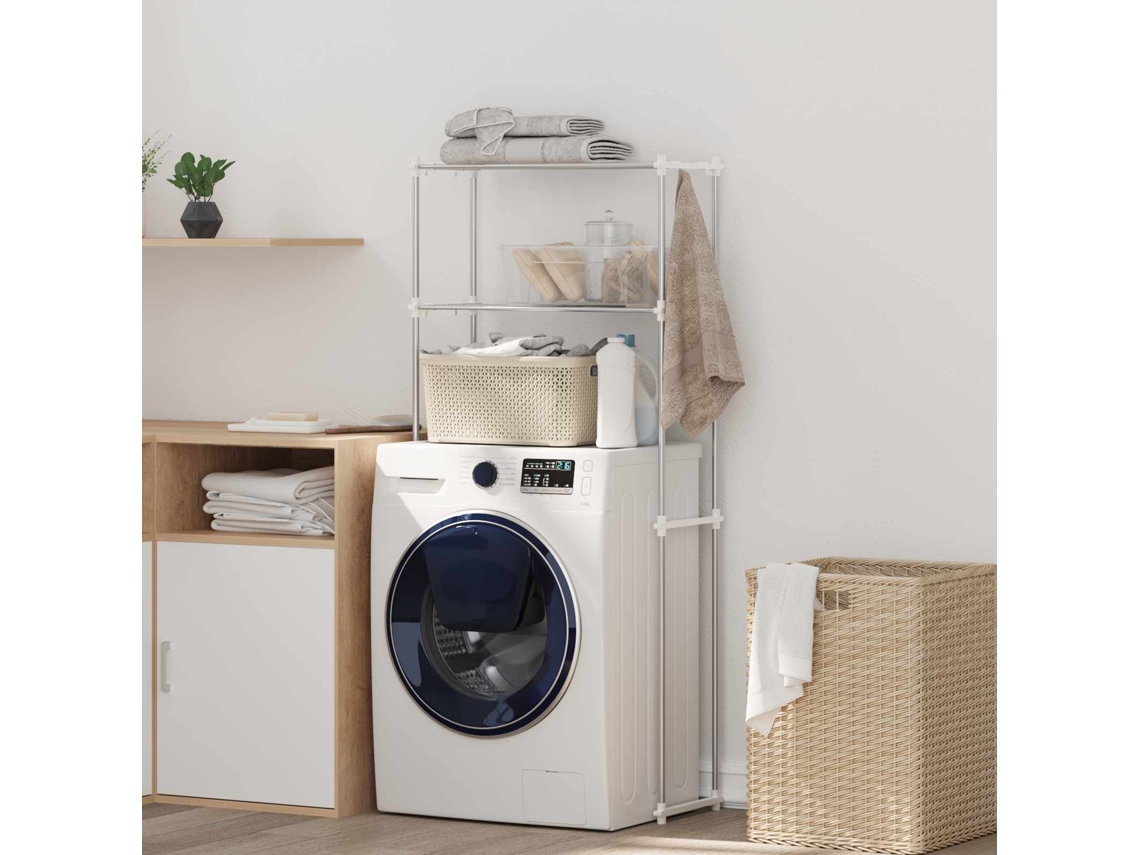 Vidaxl Prateleira Para Máquina De Lavar Branco 70 X 27 X 136 Cm