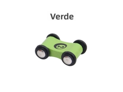 Carrinho de Brinquedo Educativo Infantil de Madeira com Pistas e Escorregadores, Mini Carro de Corrida MDUG (verde)