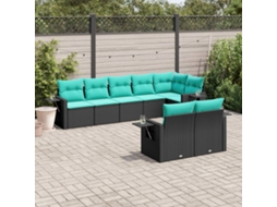 Vidaxl Conjunto De Sofá De Jardim Com 8 Peças E Almofadas Em Rattan Sintético Preto