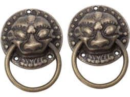 Gadpiparty 2 Peças Puxador De Porta Vintage Com Cabeça Tigre Em Cobre, Estilo Retrô, Para Armários E Gavetas