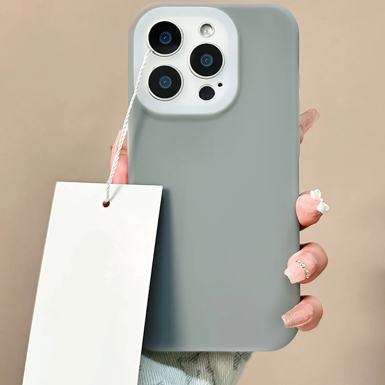 Capa De Celular Em Silicone Líquido Na Cor Candy Jelly (cinza Para Iphone 15 Pro)