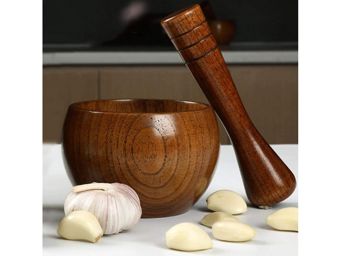 Pilão E Almofariz De Madeira, Ideal Para Moer Manualmente Gengibre E Especiarias