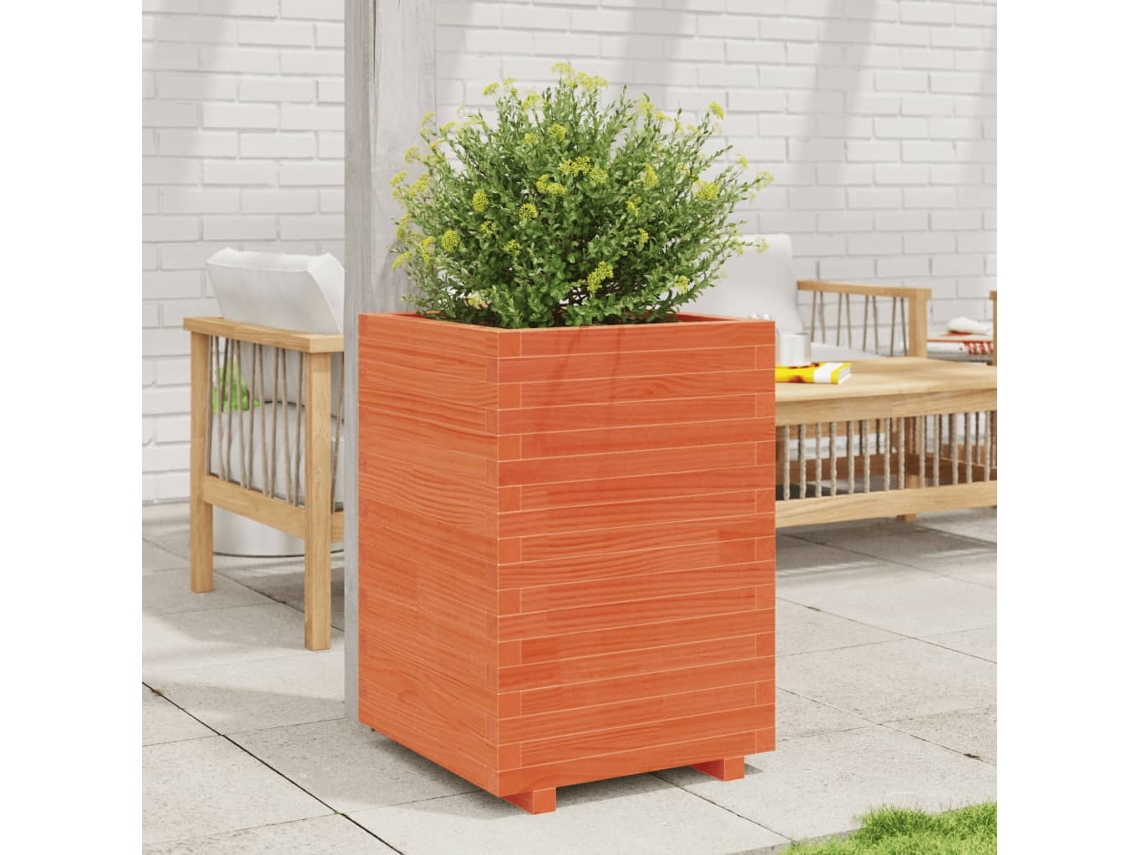 Vidaxl Vaso/floreira De Jardim 50x50x72,5 Cm Pinho Maciço Castanho Mel