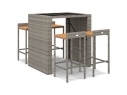 Maison Exclusive - 5 Pcs Conjunto De Bar P/ Jardim Vime Pe/acácia Maciça Cinzento