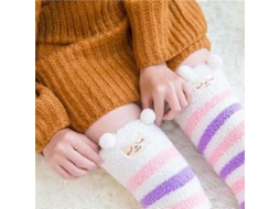 Meias De Lã Coral Macia Até O Joelho, Ideias Para O Inverno, Para Meninas E Mulheres. Meias Listradas Com Estampas De Animais Flufos E Desenhos Animados