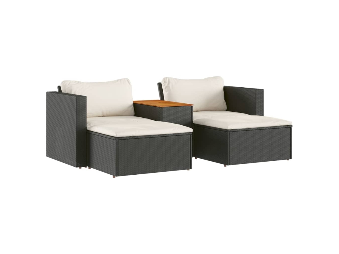 Garden Sofa Set, Garden Sofa Sets Vidaxl Preto Rattan / Vime (n/a)
