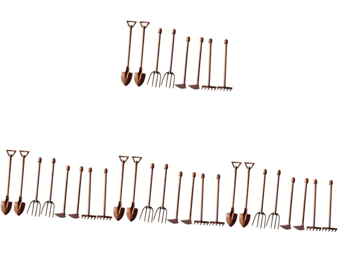 Conjunto De 32 Peças De Ferramentas De Metal Para Decoração De Jardins E Paisagismo Em Miniatura.