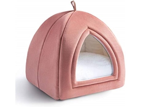 Cesta Rosa para Gatos 2 em 1 com Domos e Almofada Removível Dobrável para Animais de Estimação GSEDAOX