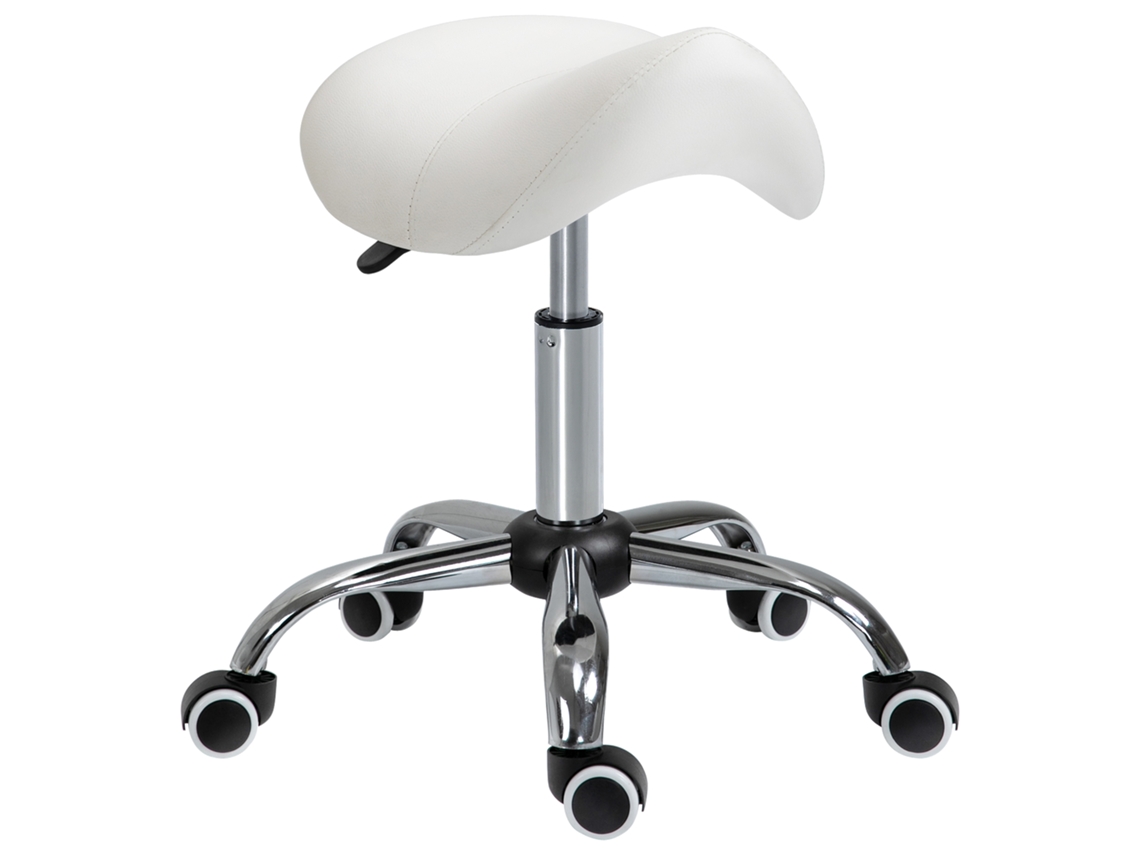 Cadeira de Trabalho Metal e Pu Cor Branco 52x53x(49-61) cm Homcom