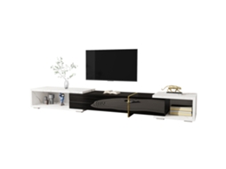 Armário Tv Extensível 140-260cm, Mármore, Dourado.-zz