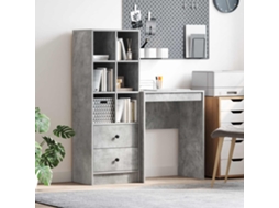 Vidaxl Mesa Com Gaveta Com Prateleira Com Armazenamento 2 Pcs Cinzento