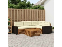 Vidaxl Conjunto De Sofás Para Exterior 5 Unid. Natural E Creme