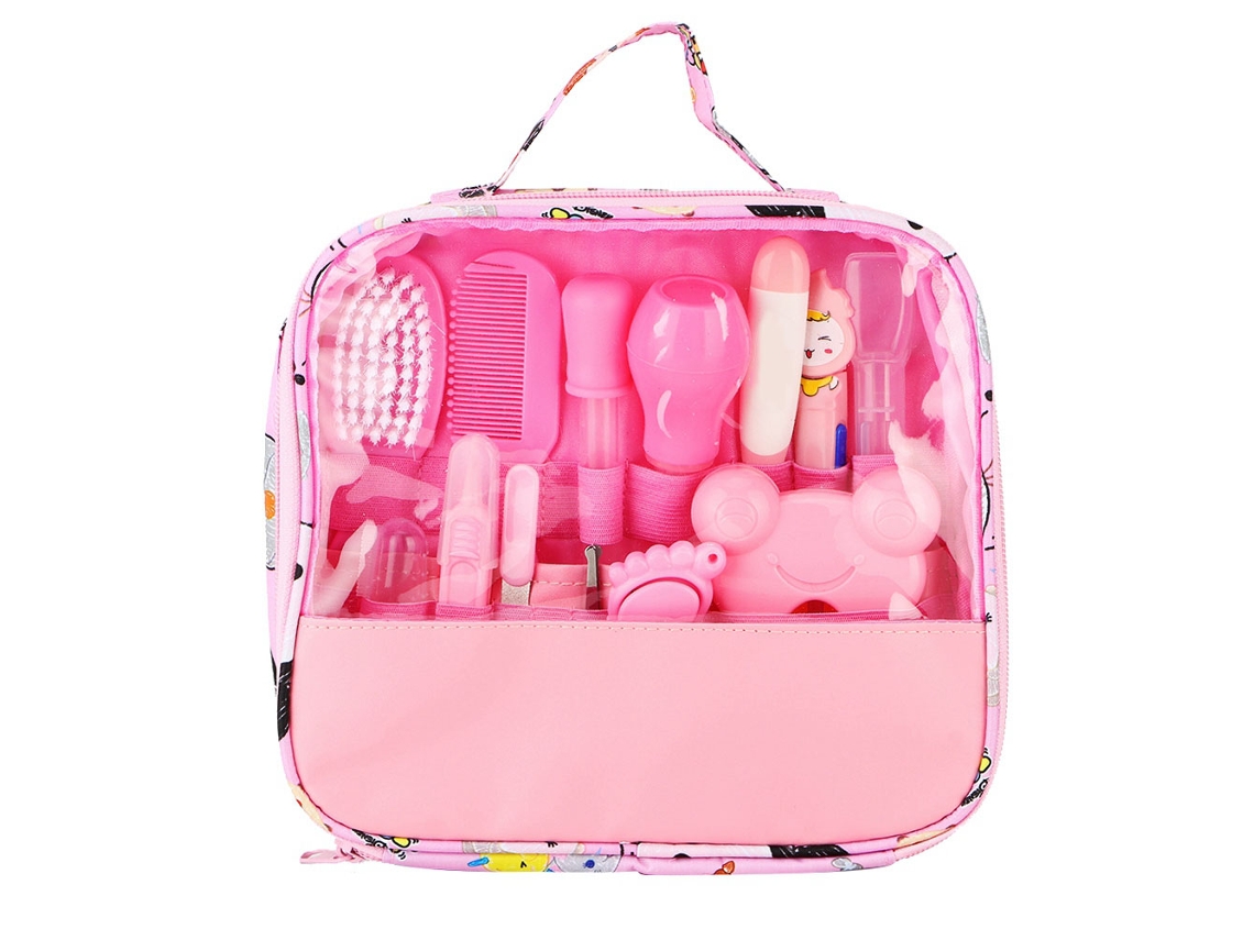 2026 13pcs Set de Cuidado de Uñas Y Limpieza para Bebé Herramientas de Cuidado Personal Diario Bolsa Rosa