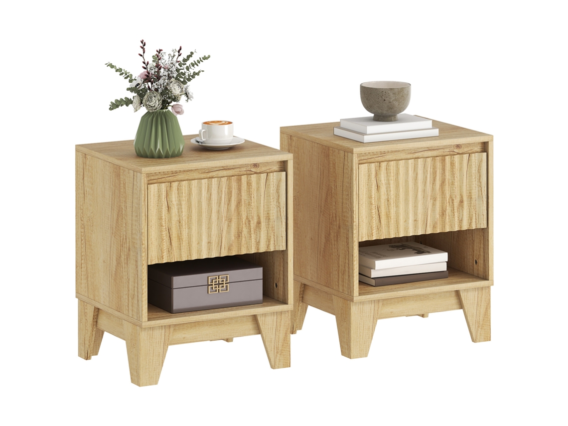 Conjunto de 2 mesas de cabeceira S/MARCA com 3 gavetas, 40x36x56 cm, cinza