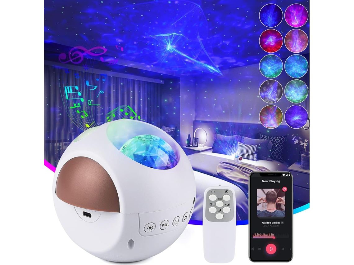 Projetor De Ondas Do Mar Estrelado Com Luz Noturna Led E Controle Remoto, Le Aquaforge
