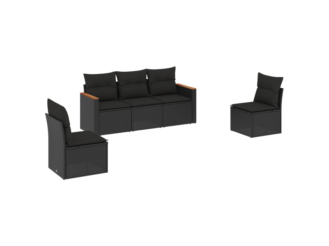 Garden Sofa Set, Garden Sofa Sets Vidaxl Preto Rattan / Vime (n/a)