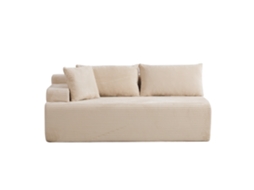 Sofá modular de compressão em chenille, espuma 30D, antiderrapante, ideal para sala de estar e outros ambientes, bege.