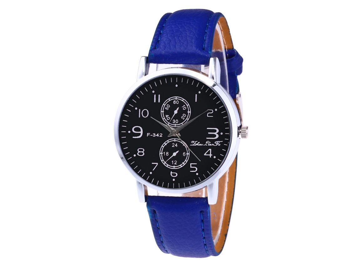 Relógio de Pulso Masculino Coreano de Moda com Pulseira de Couro e Cristal Zafiro