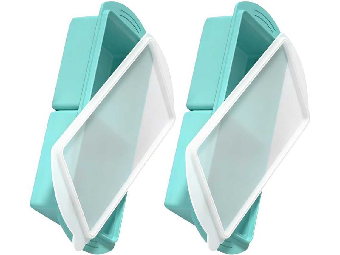 Conjunto De 2 Formas De Silicone Para Congelar Com Tampas, Divisórias Flexíveis Para Sopas, Molhos