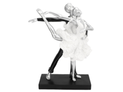 2026 Store-escultura De Pareja Bailando Moderna Abstracta De Resina Estatua De Ballet De Plata Arte Manual Para Decoración