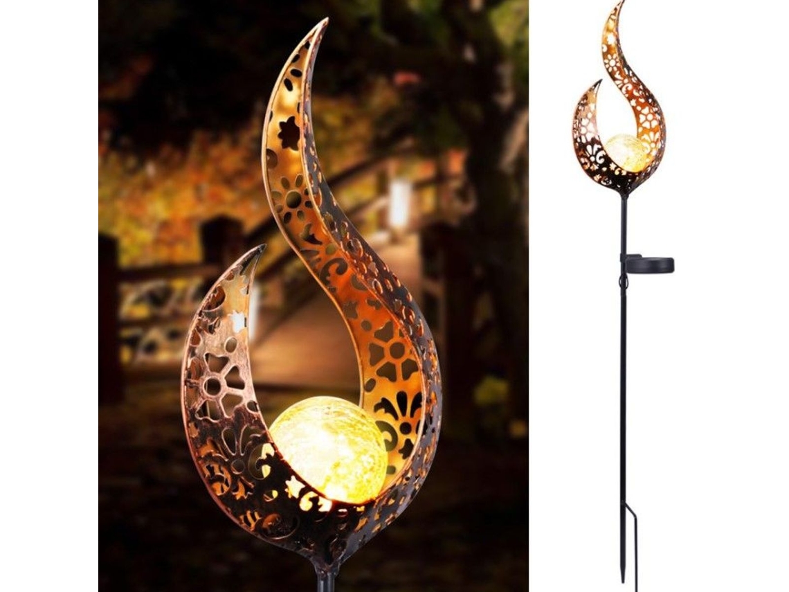Luminária solar de jardim para exterior, barra de metal decorativa com luzes LED e flores, Klb Brilvibera