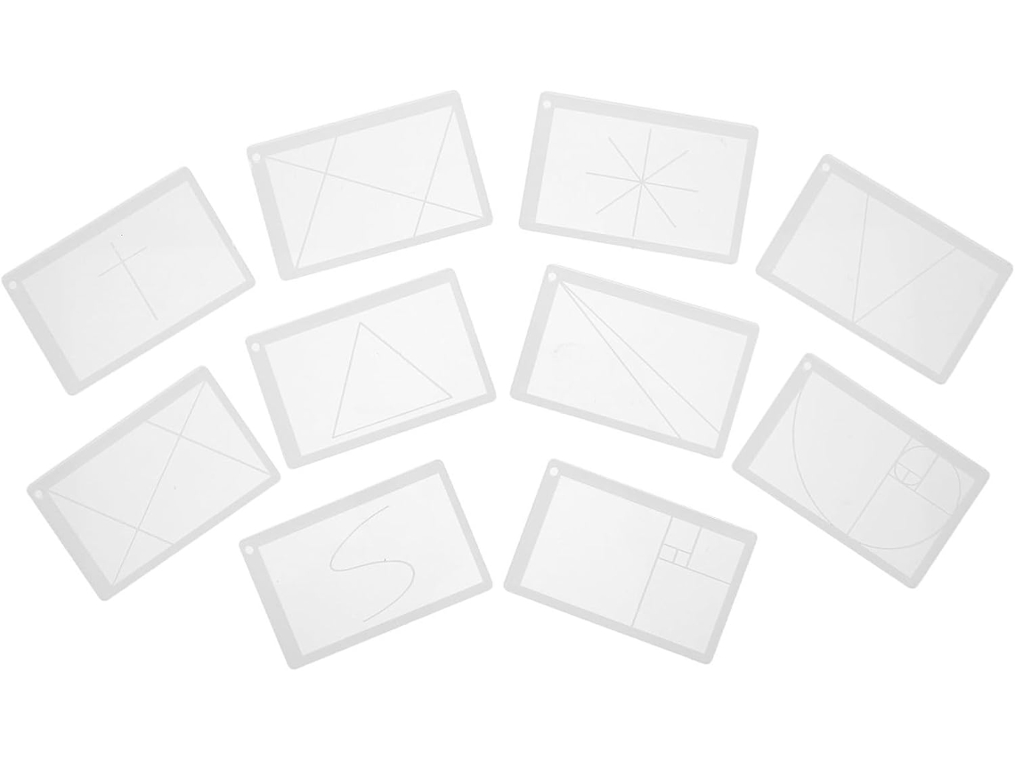 Régua Dourada para Artistas, Visualizador Ajustável para Composição, Modelos de Design Geométrico, Acrílico Branco, Leve