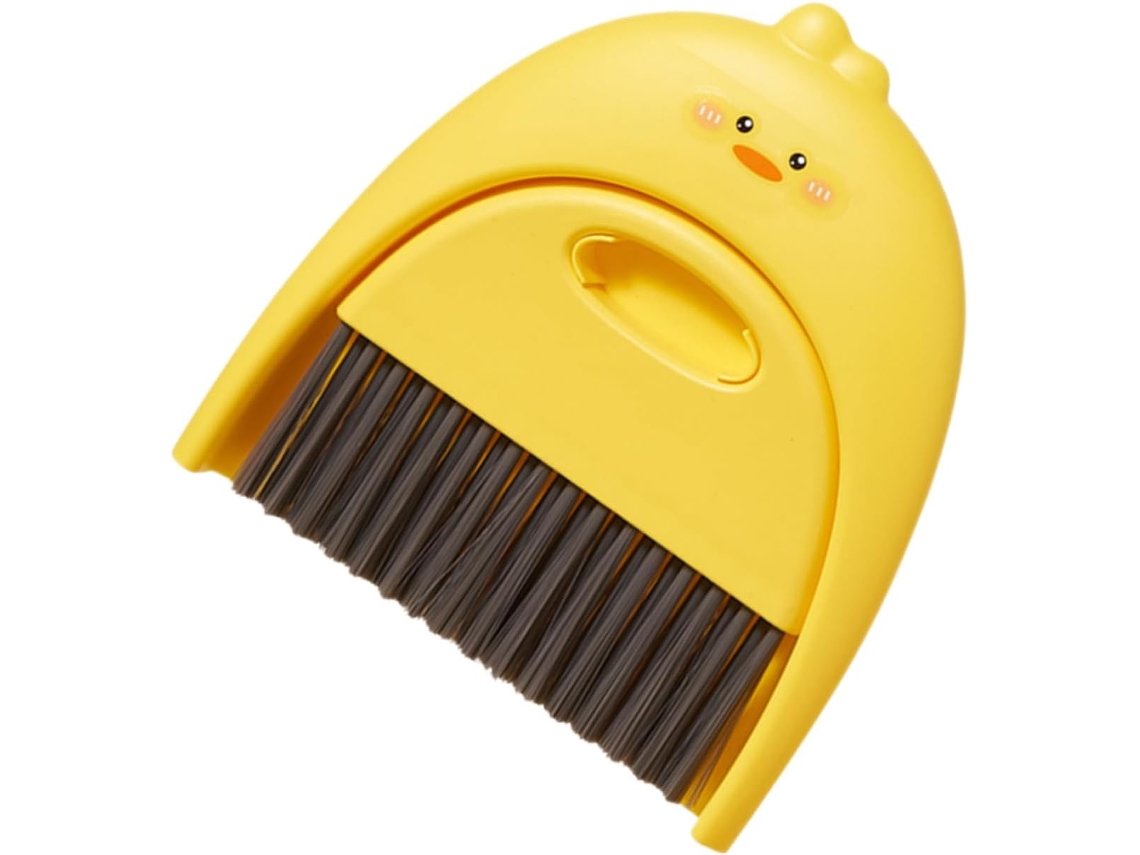 Conjunto De Pá E Vassoura Plástico Amarelo Pequeno