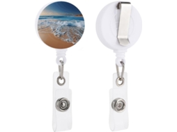 Porta Crachá Retrátil Com Chaveiro E Clipe, Ideal Crachás de Identificação Na Praia Areia Azul Um Porta Crachá