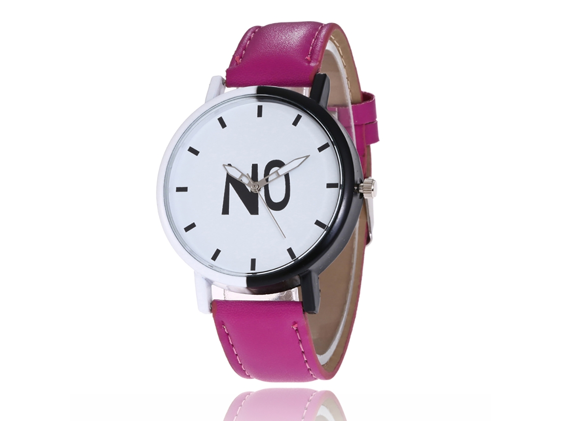 Relógio de Pulso Casal de Quartzo com Pulseira de Couro Pu Moda Rosto Redondo Roxo