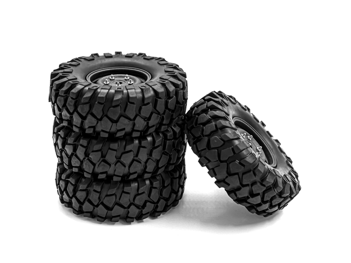 Pneus De Borracha Para Rc Crawler Com Rodas De Latão, Substituição Para 1/10 Traxxas Trx-4 Axial Scx10 90046 90047 Cc10