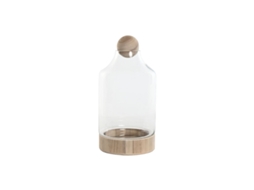 Home Esprit Vaso de Vidro Transparente Madeira Natural 21 x 21 x 42 cm