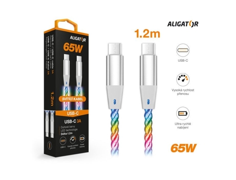 Aligator Cabo De Dados Light 3a, 65w Usb-c/usb-c 0,5m
