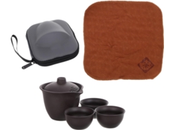 Conjunto De Chá Portátil Kung Fu, Compacto, De Cerâmica, Roxo, Com Infusor, 1 Bule, 3 Xícaras