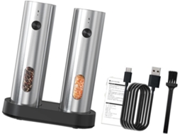 Conjunto De Moedores Elétricos Recarregáveis Para Sal E Pimenta Com Tamanho De Moagem Ajustável - Perfeito