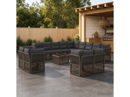 Vidaxl Conjunto De Sofá De Jardim 14 Pcs Cinzento Vime Pe
