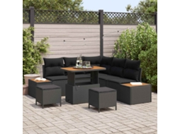 Vidaxl Conjunto De Sofá De Jardim 8 Pcs Preto Rattan Sintético
