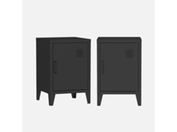 Mesa-De-Cabeceira Metálicas com 1 Porta Set de 2 Preto SWEEEK