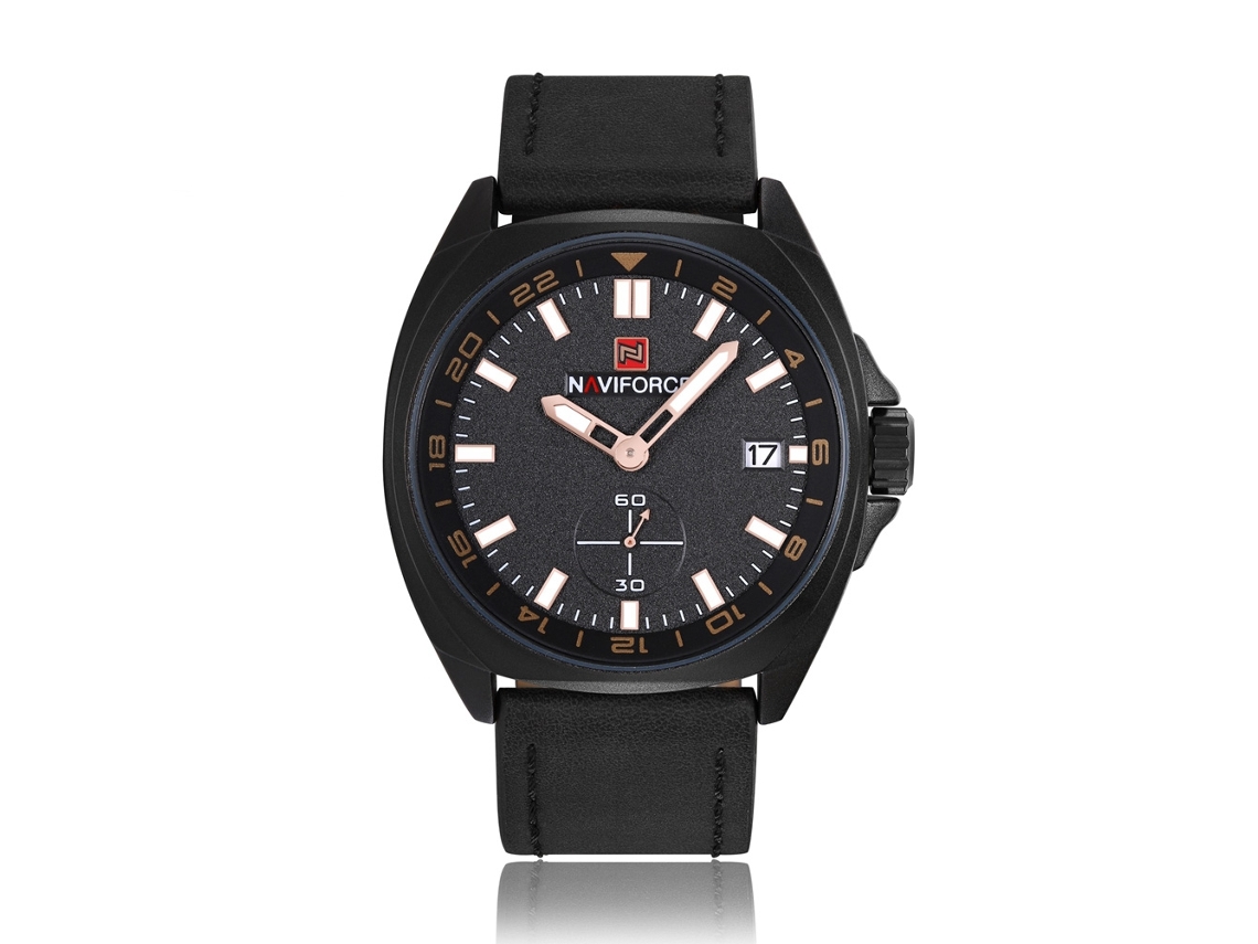 Relógio Quartz Homem com Cinto de Couro Resistente À Água 30m e Calendário (preto Marrom)