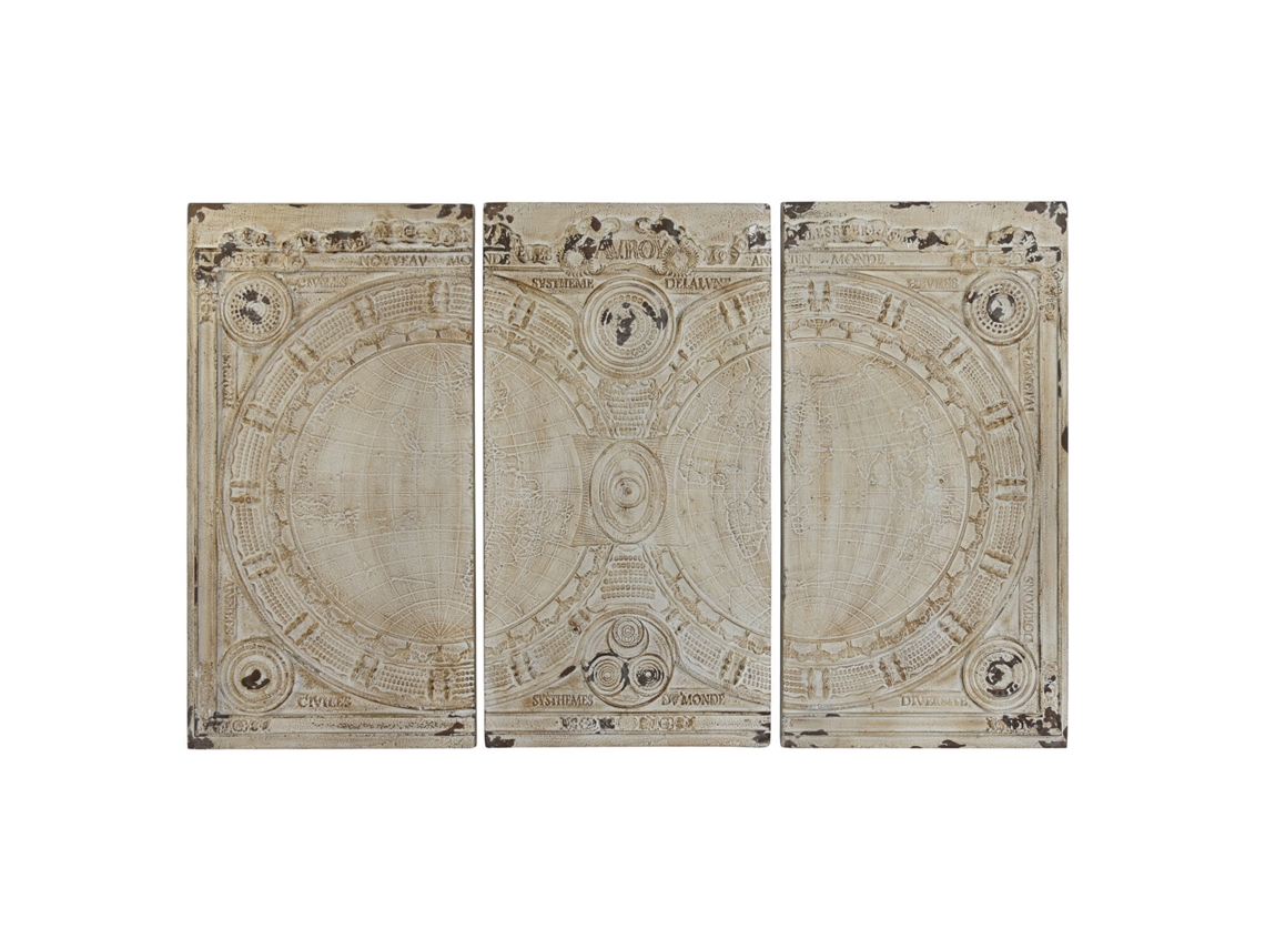 Conjunto de 3 Peças Decorativas de Parede em Resina Bege, Medindo 178 X 4 X 112 Cm. ALEXANDRA HOUSE LIVING