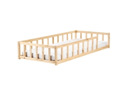 Cama Infantil De Chão Em Pinho Beliani Meymac De Madeira De Pinho Castanho Claro 90x200