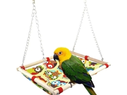 Rede para Pássaros, Rede de Tecido para Pets, Gaiola Suspensa de Madeira para Pássaros AQUAFORGE