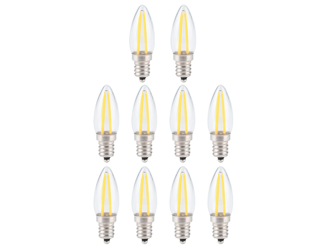 2026 10 Peças de Lâmpadas Led E12 1.5w Ac230v Filamento Longo Mini para Iluminação Residencial, Veículo e Paisagismo
